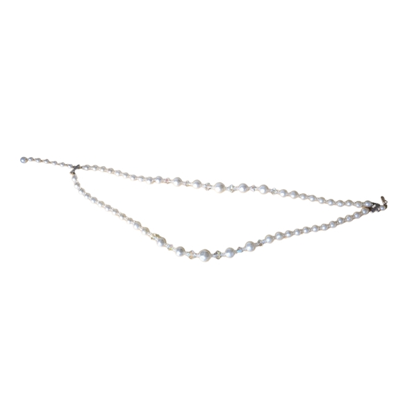White Pearl and Beautiful Australia Crystal White AB Sparkly Rainbow Necklace - Picture 4 of 10